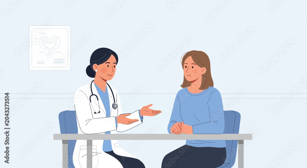 Fototapeta premium Doctor consulting patient in clinic, medical examination, healthcare doctor meeting