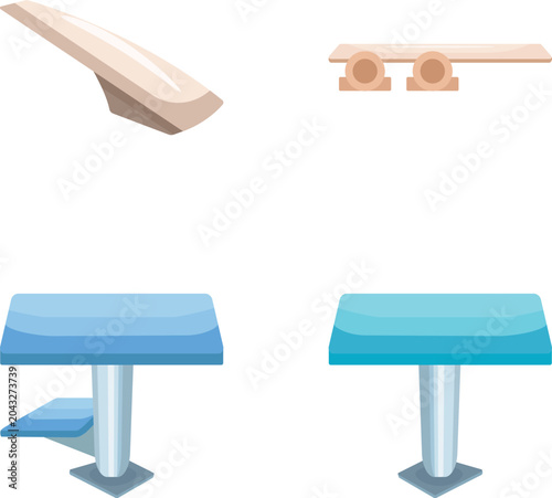 Tableau sur toile Swimming equipment representing various platforms and springboards used in divin