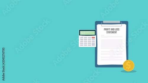 Profit and loss statement, accounting concept, 4k video animation	