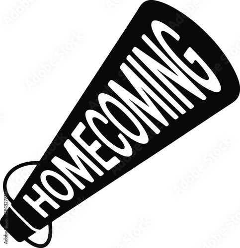 Homecoming megaphone illustration black and white vector graphic