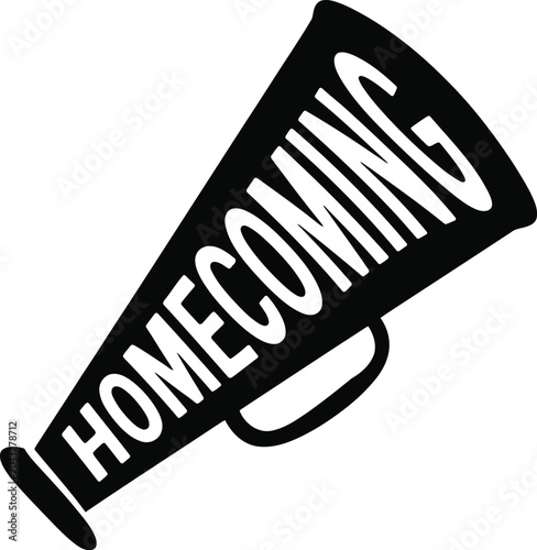 Homecoming megaphone illustration black and white sports design