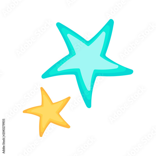 Bright starfish from a tropical beach collection, inspired by coastal nature, ocean life, and summer vacations, flat summer illustration
