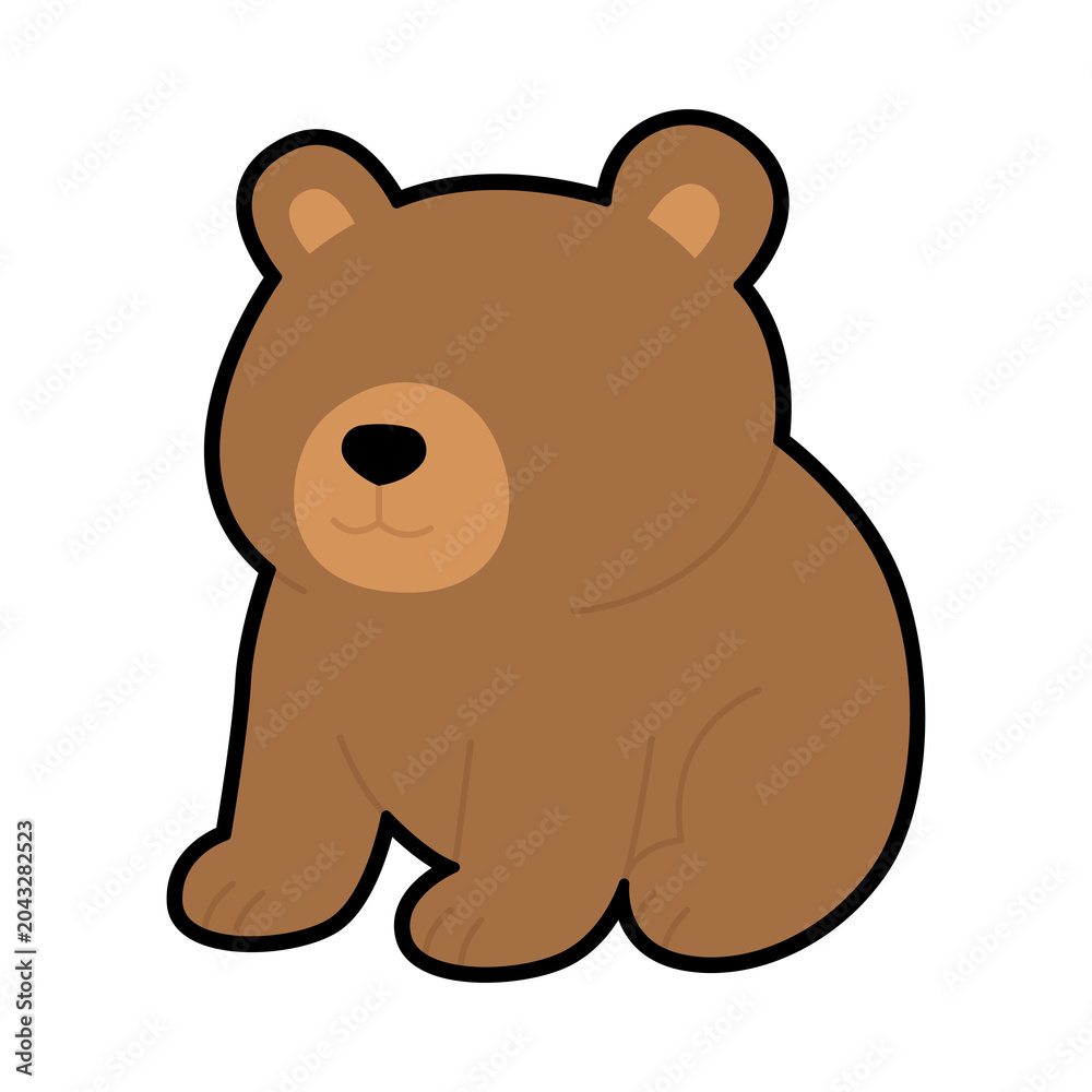 Fototapeta premium Cute cartoon Bear illustration in simple flat style with clean outlines isolated on light background.