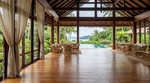 living room with wooden furniture