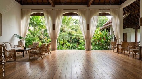 living room with wooden furniture