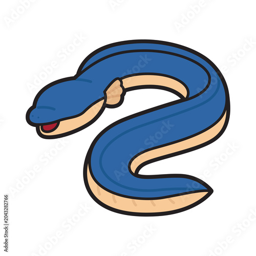 Foto Cute cartoon Eel illustration in simple flat style with clean outlines isolated on light background