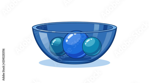 Foto Glass Bowl with Three Blue Marbles