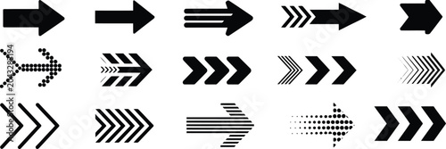 Collection of black and white arrow icons directional symbols and indicators