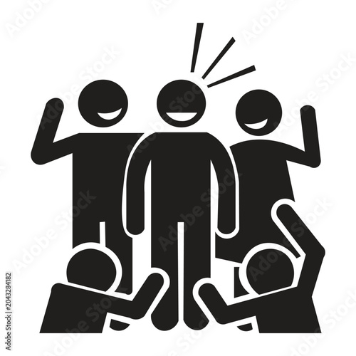 image of a person being greeted by a crowd silhouette illustrationDescribing the moment when someone is greeted by a crowd involves a combination of festive atmosphere and emotional response. Focus on