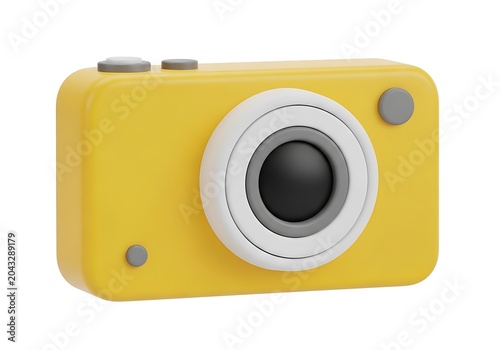 Bright yellow retro camera with gray buttons