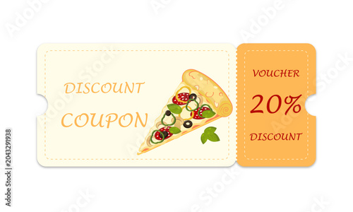 Discount ticket for a pizzeria or restaurant.	