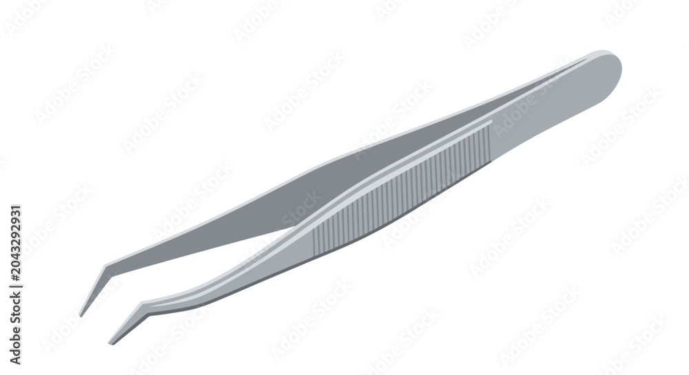 Obraz premium Metallic tweezers isolated on white background for medical and beauty use