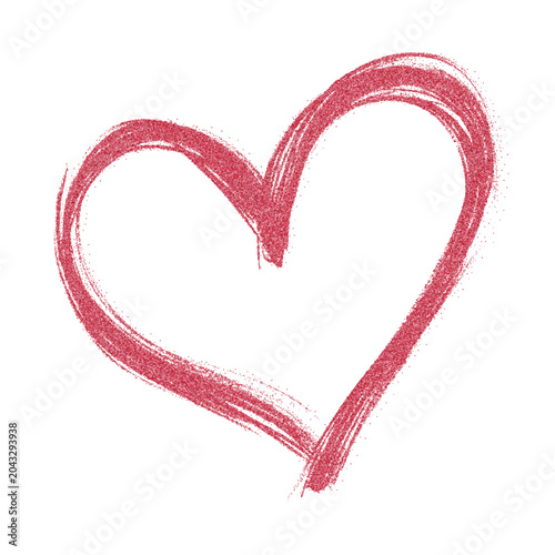 Canvas Print Red and pink heart made of rough strokes with grunge brush texture isolated tran