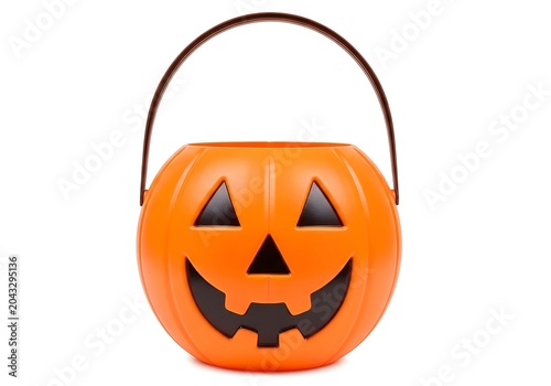 Orange jack o lantern bucket with handle
