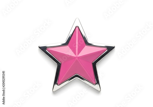 Pink five-pointed star with metallic outline