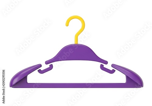 Purple plastic hanger with yellow hook