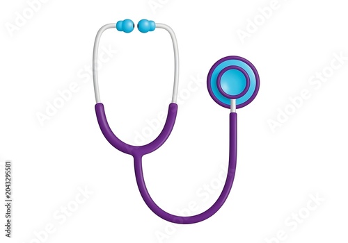 Purple stethoscope with blue earpieces