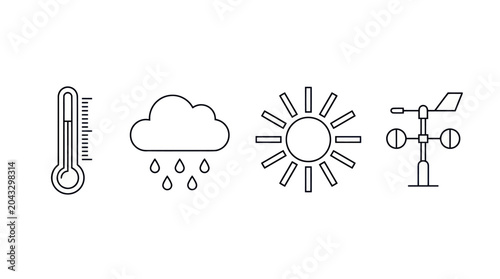 Cuadro en lienzo Minimalist Weather Icon Set