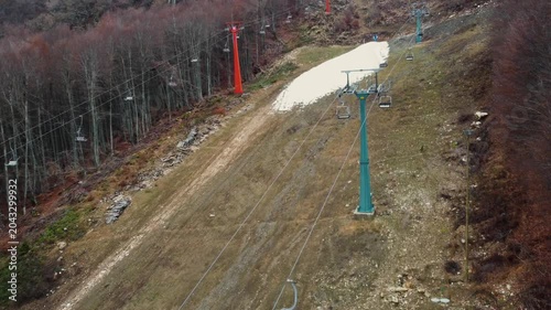 Ski Slope with Artificial Snow and Ski Lifts in Mavrovo, North Macedonia