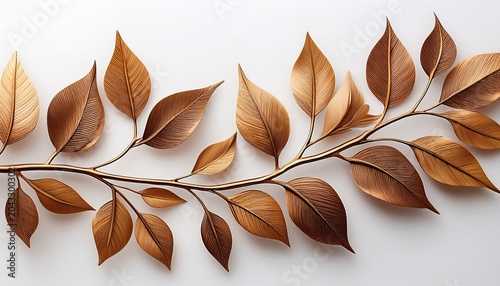 A Leafy Branch With Brown Leaves And A White Background