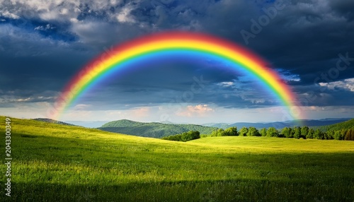 Beautiful Sky With A Rainbow And Nature