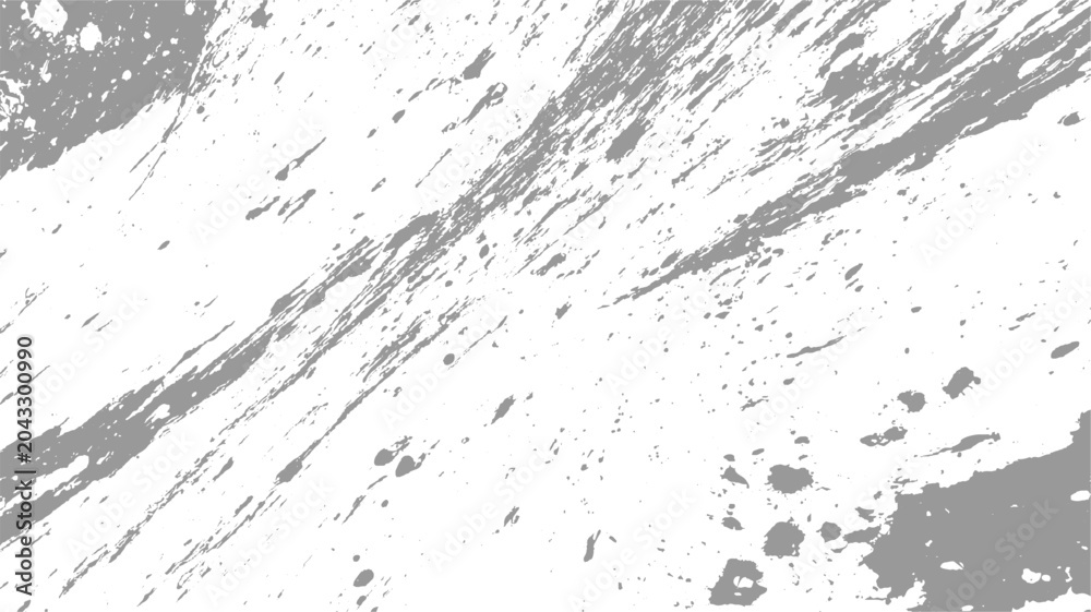 Fototapeta premium Abstract grey paint splatters and streaks on white background textured pattern
