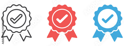 Quadro su tela verified badge icon tick symbol vector approved check mark icon, set of three qu