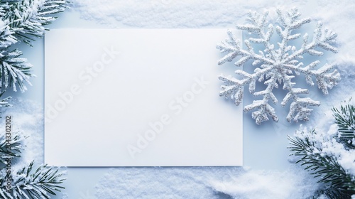 Christmas Card with a snowflake on the right side and a writing space area on the left side for holiday greetings