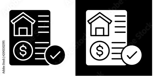 Quadro su tela Loan Approval Icon Set White Glyph Style Collection
