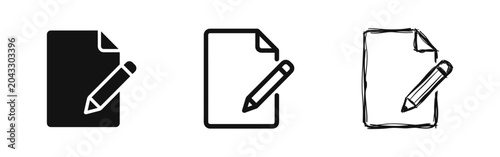 Bild auf Leinwand Document Editing and File Writing Pen Icon Set