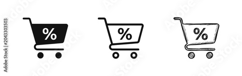 Φωτογραφία Shopping Cart Discount and Sale Offer Icon Set