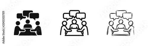 Business meeting and team collaboration icon set