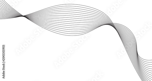 Minimalist abstract wave lines on white background, elegant black flowing ribbon curves, modern geometric linear pattern for corporate branding and digital wallpaper design