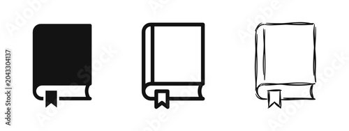 Foto Book with bookmark knowledge education icon set