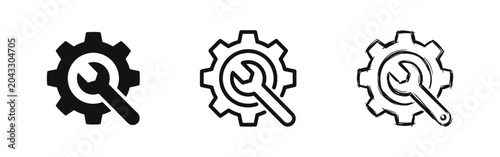 Fotografía Gear and Wrench Settings Maintenance Icon Set