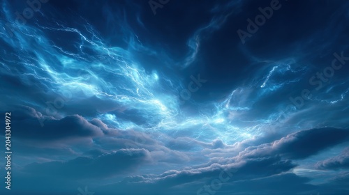 Abstract glowing clouds in blue sky