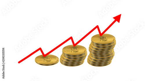 Fotografía Financial Growth Concept With Upward Trend Graph And Stacked Coins