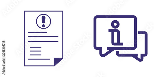 Obraz na płótnie Information and Warning Icons, isolated on transparent background