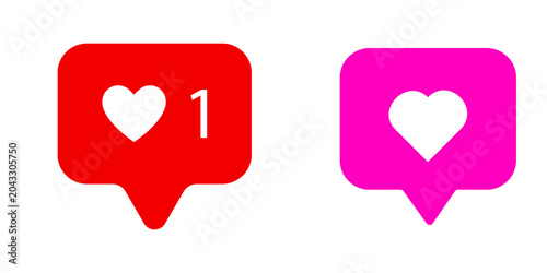 Social Media Like Notification Icons, isolated on transparent background