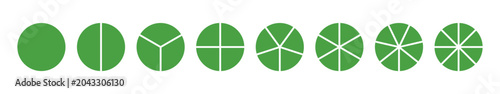 Photos Circle division on 1 2 3 4 5 6 7 8 green equal parts