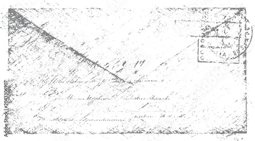 Fotografija Vintage distressed grey envelope with handwritten script and postmark white