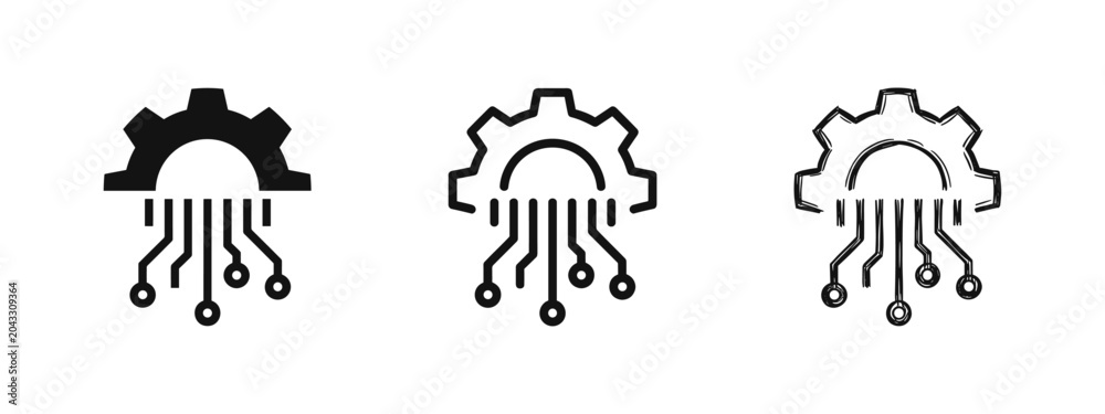 Fototapeta premium Industrial Automation and Digital Gear Icon Set