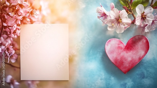 Mother's Day Card with a heartshaped flower on the right side and a writing space area on the left side for a loving message