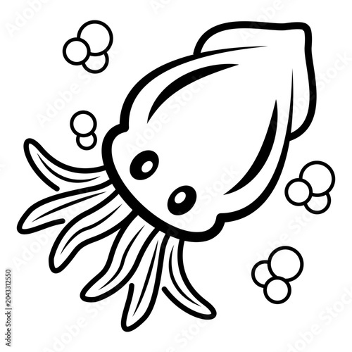 Small squid swimming underwater.