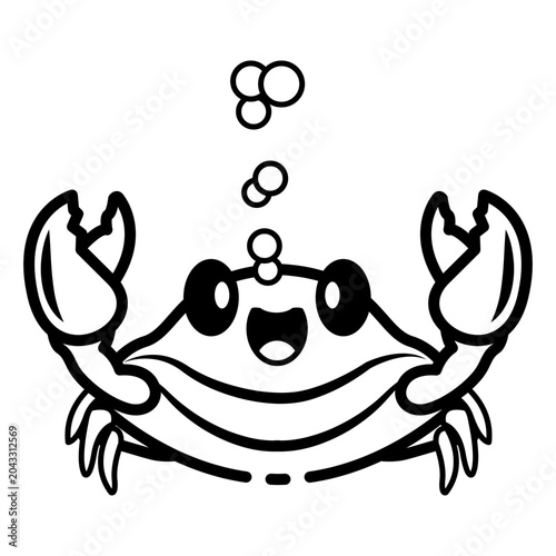 happy crab blowing bubble