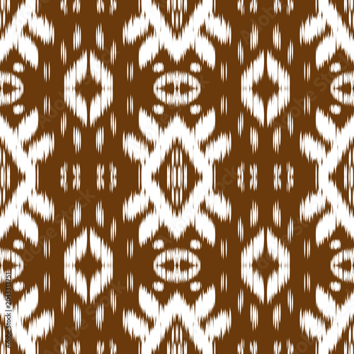 Brown and White Seamless Ikat Pattern for Textile Design