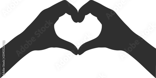 Silhouette of two hands forming a heart shape gesture