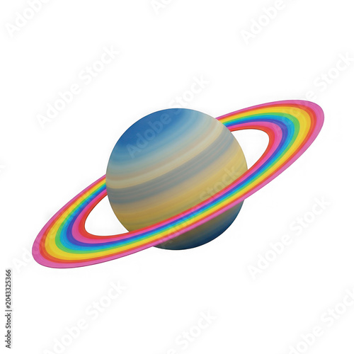 Colorful saturn planet with rings in space