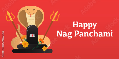 Bild auf Leinwand happy nag panchami banner illustration in gradient style