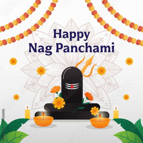 Foto happy nag panchami illustration in gradient style design